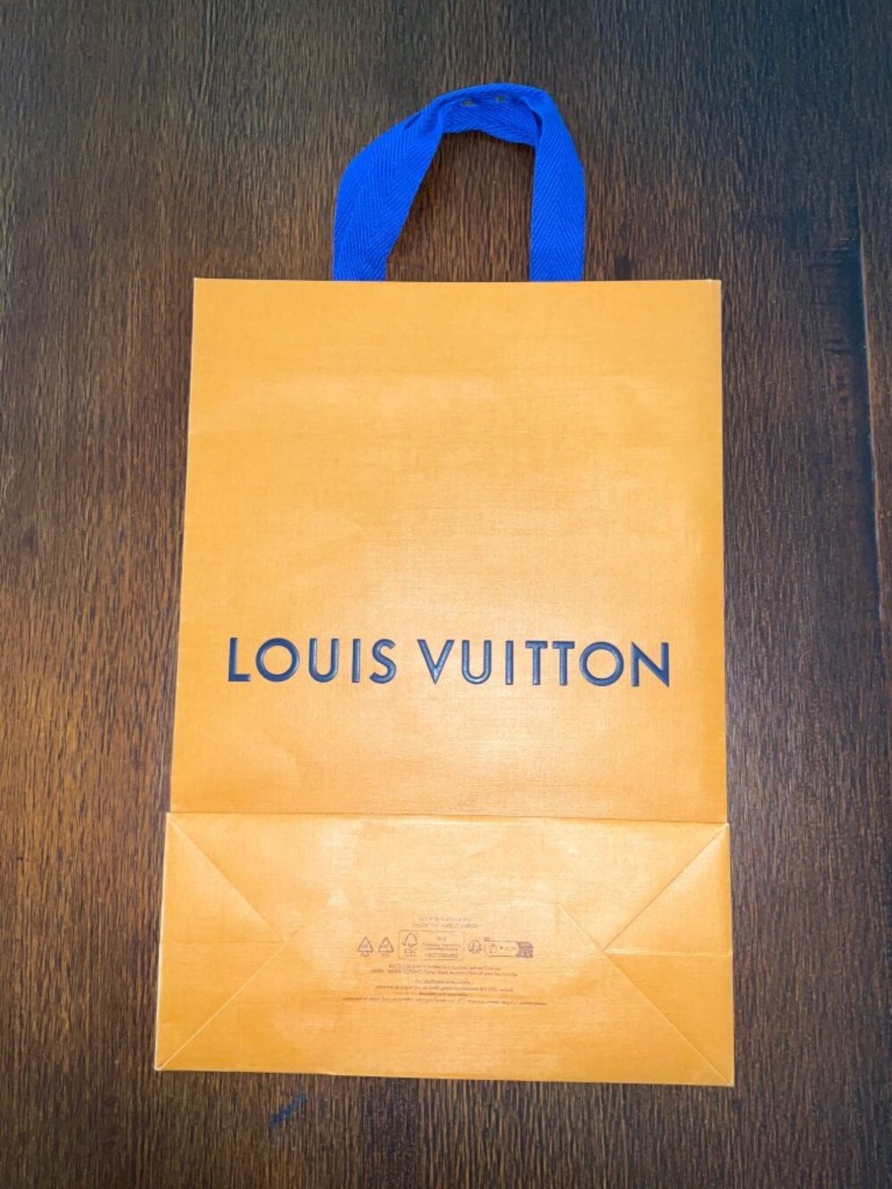 Louis Vuitton Orange Gift Bag With Blue Handles - 14x10 - Picture 2 of 2